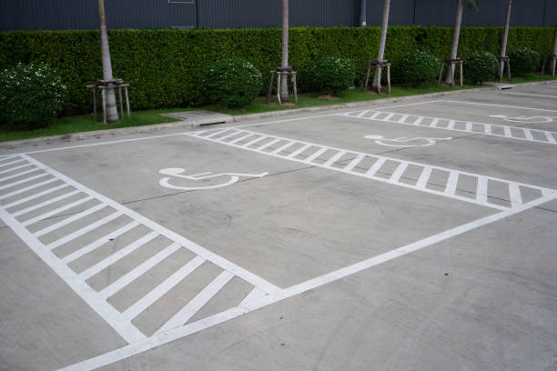 Parking lot striping team applying precise lines Westlake Texas
