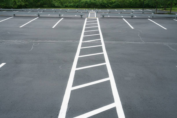 Freshly painted parking lot markings improving safety and flow Round Rock