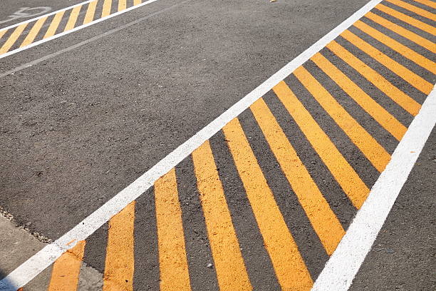 Fresh parking lot striping improving traffic organization in Hutto Texas