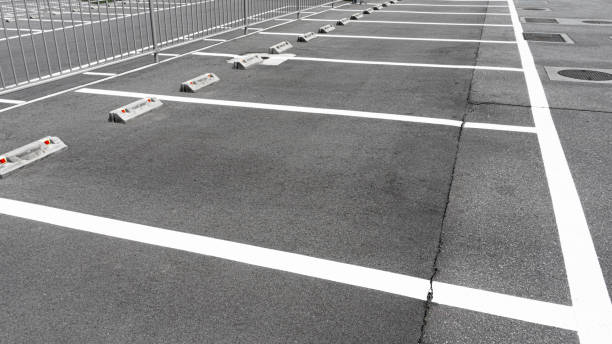 Precision parking lot striping for a commercial property in Buda, TX
